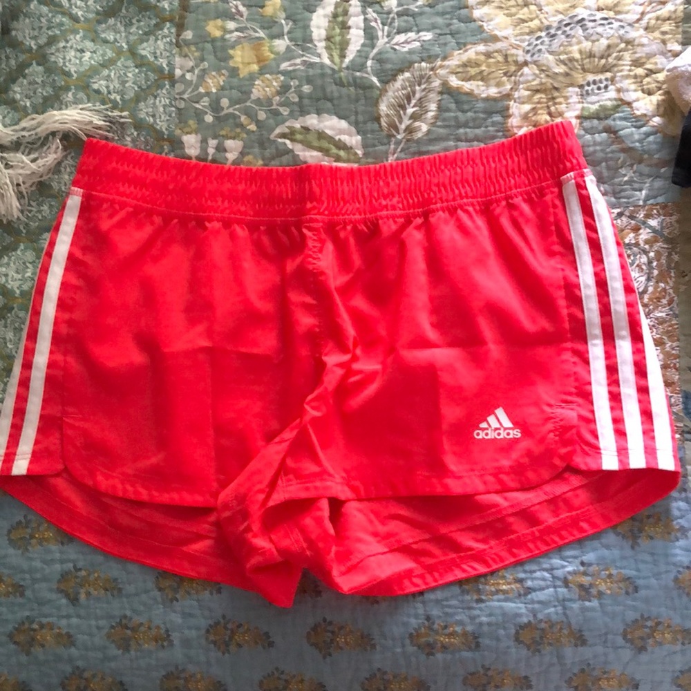 Coral Adidas athletic shorts